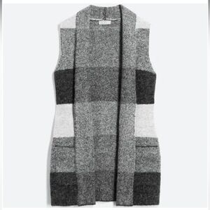 Evolution by Cyrus Sleeveless Gray Striped Cardigan Sweater Vest